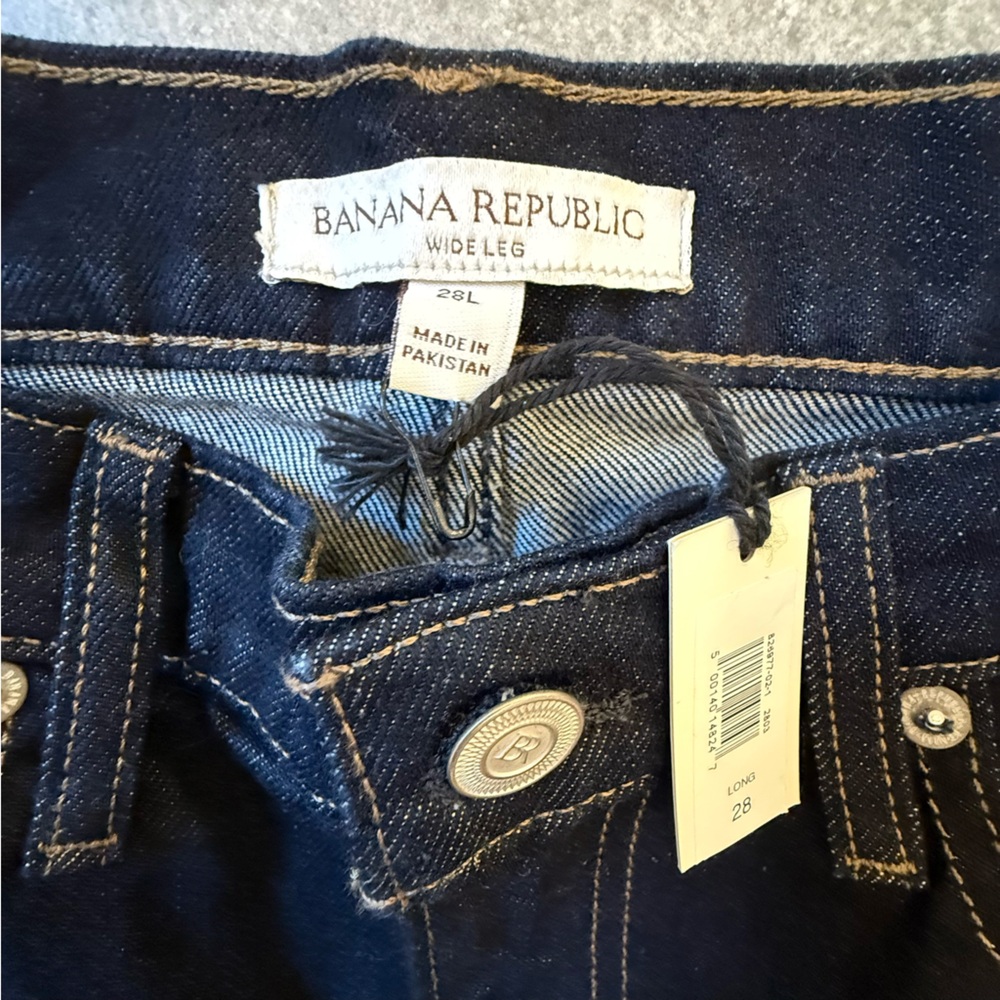 Banana Republic The Icon Classic Wide-Leg Jeans Dark Indigo Size 28L (6 US) - Picture 6 of 12
